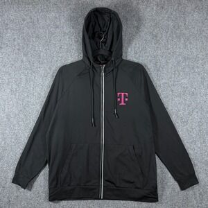 T-Mobile Pink Logo Zip Up Hoodie Jacket Black Womens Size Large #2221
